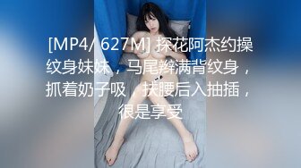 [MP4/ 627M] 探花阿杰约操纹身妹妹，马尾辫满背纹身，抓着奶子吸，扶腰后入抽插，很是享受